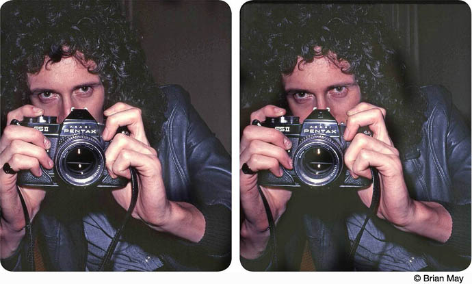 Brian May taking a photo with his Pentax